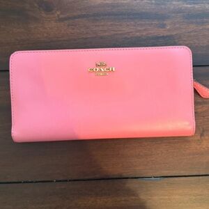 Coach Coral Pink Zip Wallet